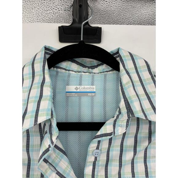Columbia Shirt Womens XS Silver Ridge Lite Plaid Long Sleeve Button Up Blue Mint - Picture 3 of 4